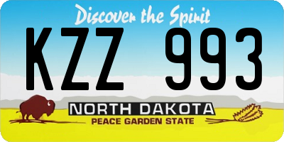 ND license plate KZZ993