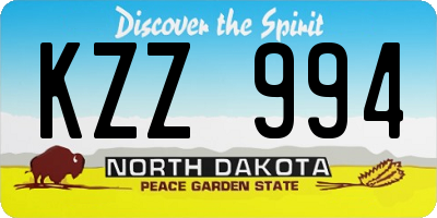 ND license plate KZZ994