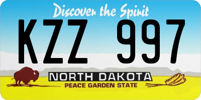 ND license plate KZZ997