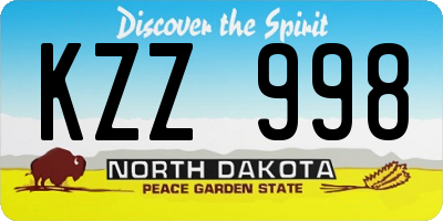 ND license plate KZZ998