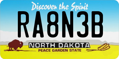 ND license plate RA8N3B