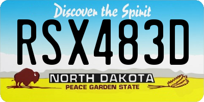 ND license plate RSX483D