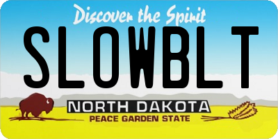 ND license plate SLOWBLT