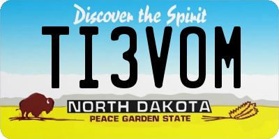 ND license plate TI3VOM