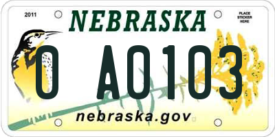 NE license plate 0A0103