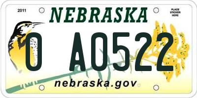 NE license plate 0A0522