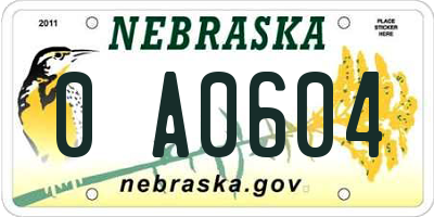 NE license plate 0A0604