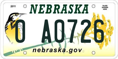 NE license plate 0A0726