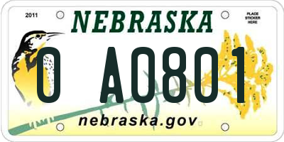 NE license plate 0A0801