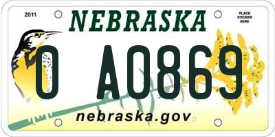 NE license plate 0A0869