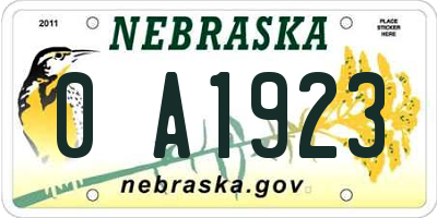 NE license plate 0A1923