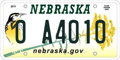 NE license plate 0A4010
