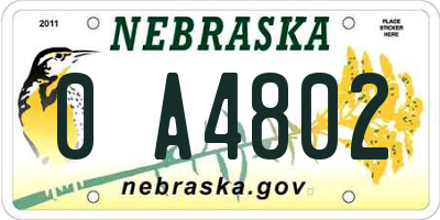 NE license plate 0A4802
