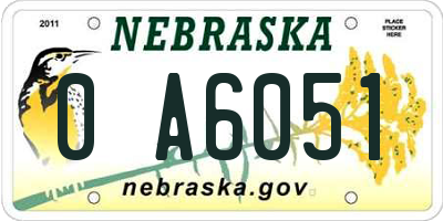 NE license plate 0A6051