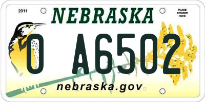 NE license plate 0A6502