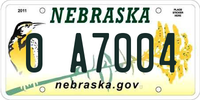 NE license plate 0A7004