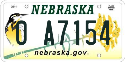 NE license plate 0A7154