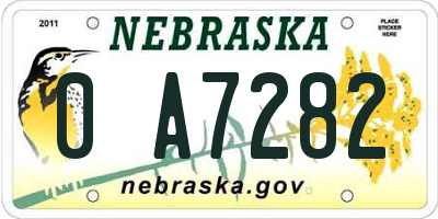 NE license plate 0A7282