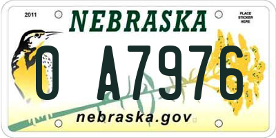NE license plate 0A7976