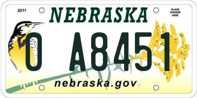 NE license plate 0A8451