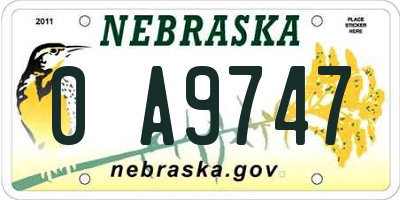 NE license plate 0A9747