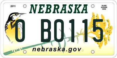 NE license plate 0B0115