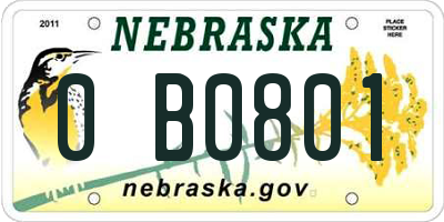 NE license plate 0B0801