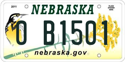 NE license plate 0B1501