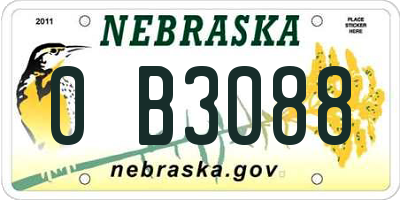 NE license plate 0B3088