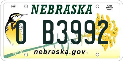 NE license plate 0B3992