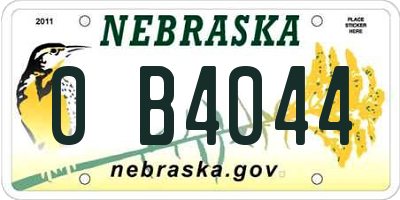 NE license plate 0B4044