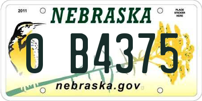 NE license plate 0B4375