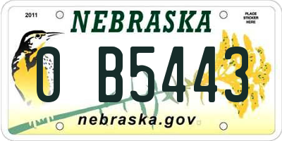 NE license plate 0B5443