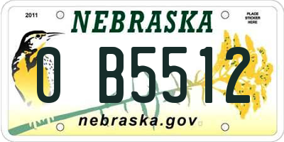 NE license plate 0B5512