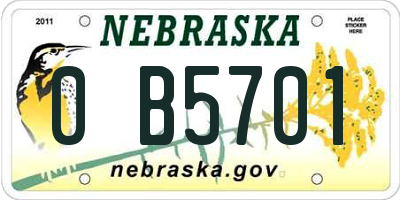 NE license plate 0B5701