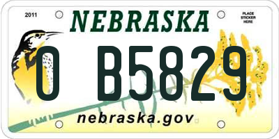 NE license plate 0B5829