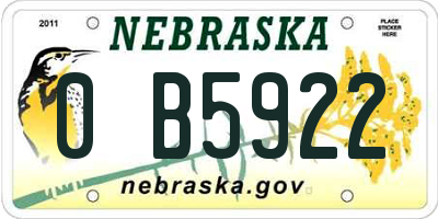 NE license plate 0B5922