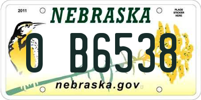 NE license plate 0B6538
