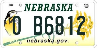 NE license plate 0B6812