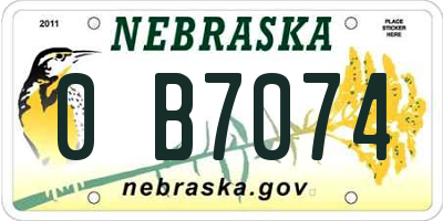 NE license plate 0B7074