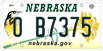 NE license plate 0B7375