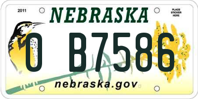 NE license plate 0B7586