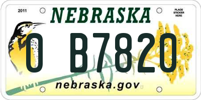 NE license plate 0B7820