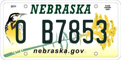 NE license plate 0B7853