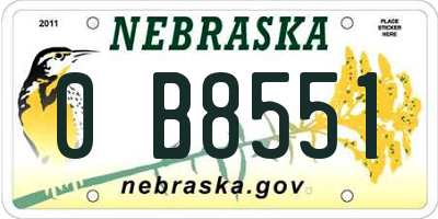 NE license plate 0B8551