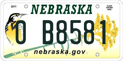 NE license plate 0B8581