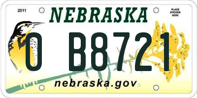 NE license plate 0B8721