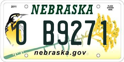 NE license plate 0B9271
