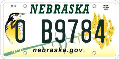 NE license plate 0B9784