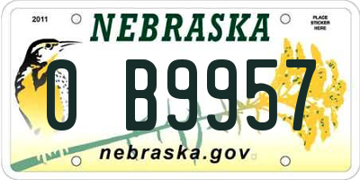 NE license plate 0B9957